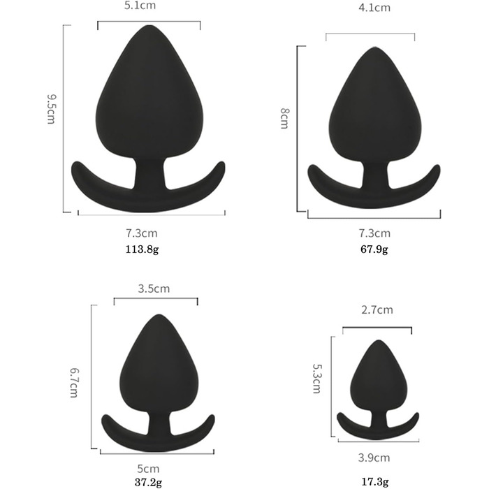 Анальна пробка силіконова 4 шт. , анальна пробка для жінок, чоловіки, пробки для секс-іграшок, секс-іграшки для пар, екстремальний секс, анальні іграшки, штекер набір секс-іграшок (SMLXL)
