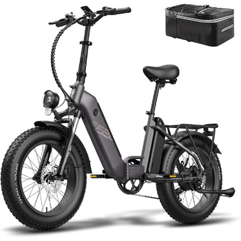 Офіційний Fafrees FF20 Polar Fatbike E Bike Чоловічий складний велосипед 20 дюймів, E Fatbike Ebike жіночий акумулятор 48V 10,4Ah * 2, E-Bike гірський велосипед для ходьби, електричні велосипеди 160KM, E Bike 65N.m для дорослих 150 кг сірий