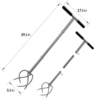 Садовий кіготь Walensee з 4 зубцями Культиватор Земляний кіготь і ручка Садовий кіготь Twist Румпель Скарифікатор і засіб для видалення бур'янів в одному пристрої Регульований по висоті садовий культиватор для грядки 5,5 дюймів