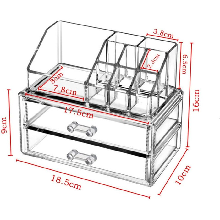 Акриловий багатофункціональний органайзер для макіяжу, прозора коробка для зберігання ювелірних виробів, футляр для колекції губної помади, косметична пилонепроникна коробка для зберігання