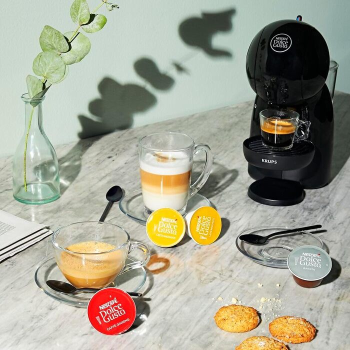 Кавоварка для еспресо та інших напоїв NESCAF Dolce Gusto Piccolo XS KP1A, ручна, 0,8 л, білий/чорний чорний, кнопка чорна одинарна