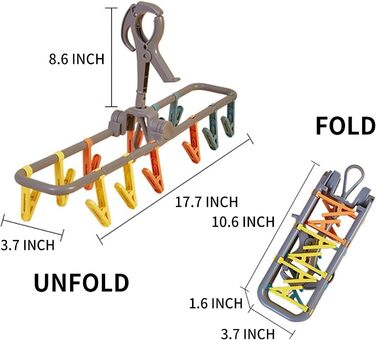 Вішалка для подорожей, складна, для валіз, дрібного одягу, сушарка для одягу, дорожніх аксесуарів, вішалка для одягу з затискачами, 2 шт.