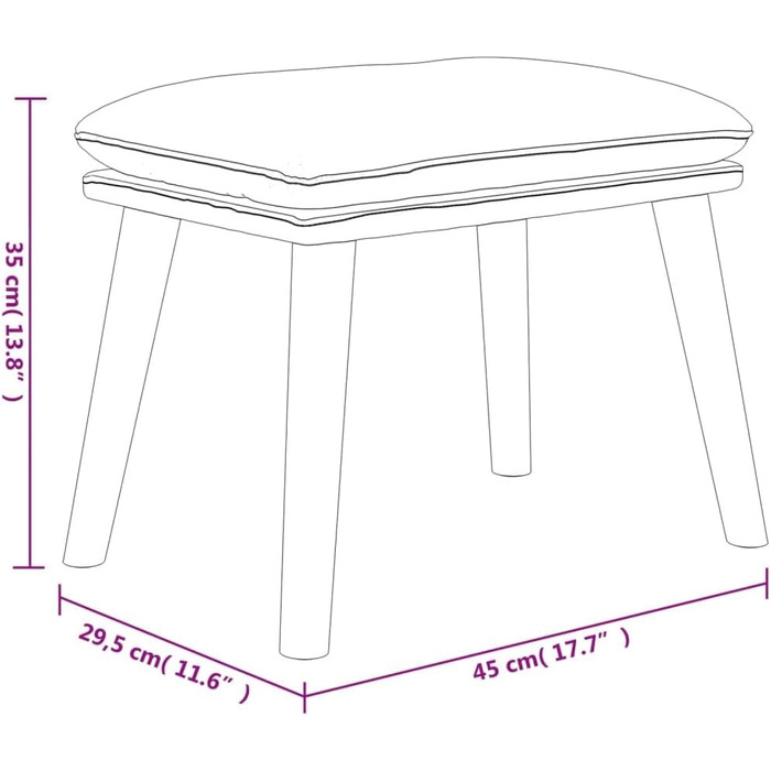 Підставка для ніг, тканина та штучна шкіра, темно-сірий, 45 x 29.5 x 35 см, 341480