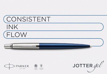 Гелева ручка PARKER Jotter, чорна ручка Bond Street Black з хромованою окантовкою, середній наконечник 0,7 мм, чорне чорнило, блістерна упаковка (2020673) Чорна гелева ручка Bond Street