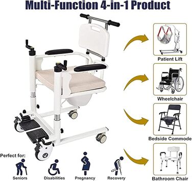 Інвалідні візки для ванної кімнати LSBHPPD, крісло для перенесення пацієнтів, туалетне крісло для ванни для людей похилого віку, багатофункціональний підйомник для перенесення пацієнтів повного тіла для людей похилого віку