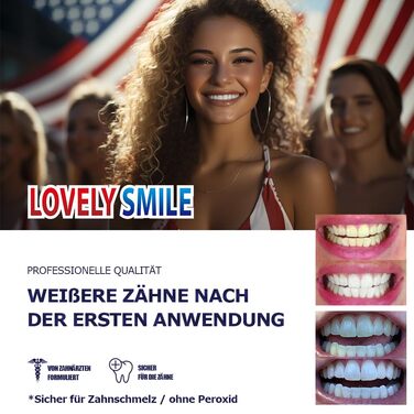 Смужки для відбілювання зубів LOVELY SMILE Premium Line - Відбілювання зубів без чутливості зубів, без перекису - Швидкий ефект - Безпечний для зубної емалі, 28 WHITE-STRIPS від RAY OF SMILE 28 смужок