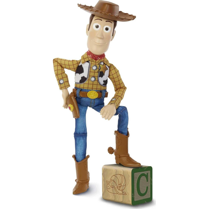 Та Pixar Toy Story Іграшка з фільму Історія іграшок, фігурка Вуді, що розмовляє, з ляльковим тілом, 20 фраз, звуки, що активуються при натисканні на кнопку, Roundup Fun Woody, HFY35, різнокольоровий