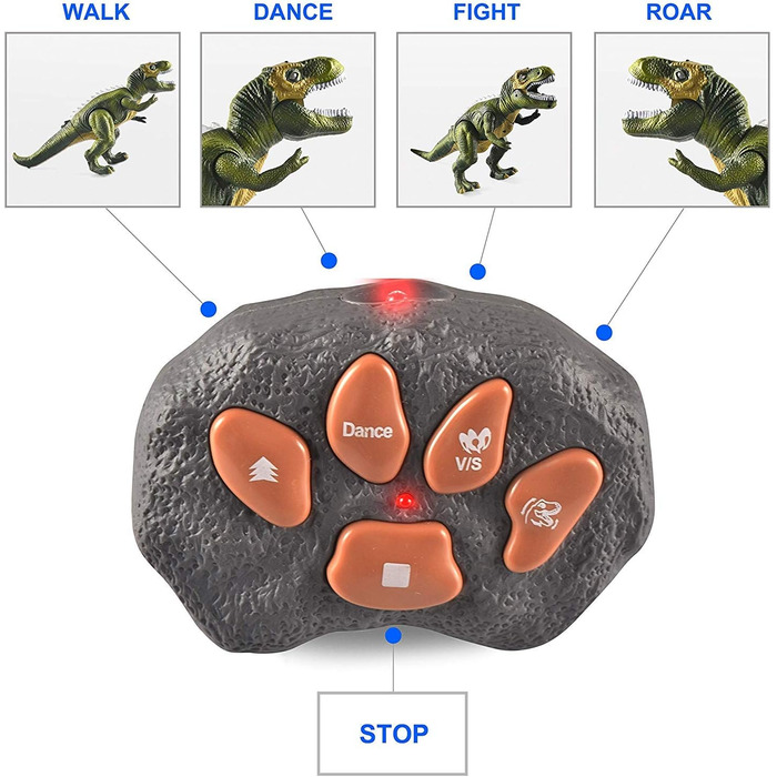 Світлодіодна іграшка динозавр на дистанційному управлінні, електронна іграшка T-Rex Dino з ходьбою, ревінням, світяться очі і трясеться головою для малюків Хлопчики Дівчатка