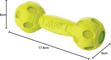 Іграшка для собак Nerf Dog Squeak Barbell, гантель з пищалкою, кольорова доставка зелений або червоний, 17,6 см