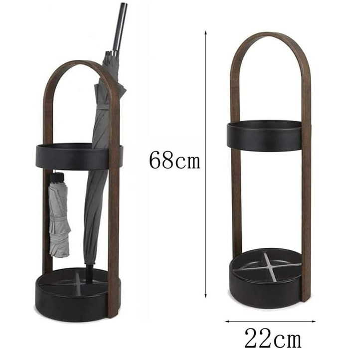 Підставка для парасольки Підставка для парасольки горіхове залізо, креативне відро для парасольки для вестибюля готелю вдома, складна парасолька можна зберігати, стабільна та міцна парасолька 68 x 22 см