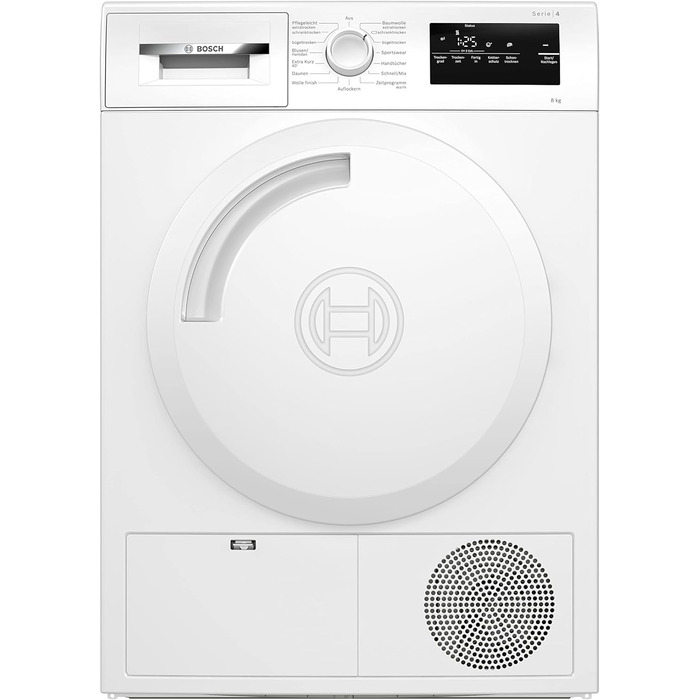 Сушильна машина з тепловим насосом Bosch Home Appliances до 8 кг, енергоспоживання  236 кВтгод/рік, оптимальне сушіння AutoDry, чутлива система сушіння, дбайлива до текстилю, екологічно чиста охолоджуюча рідина, білий