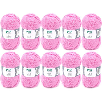 Пряжа Grndl Lisa Premium Uni Knitting & Crochet Yarn (м'яка і вовняний характер, проста в догляді миється трикотажна пряжа з 100 поліакрилу, 50 г/ 133 м, розмір голки 3,5 - 4,5, 10 клубків по 50 г кожен), (рожевий 31)