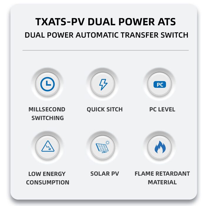 Подвійне джерело живлення Автоматичний перемикач передачі, джерело безперебійного живлення 2P 63A 100A 125A Фотоелектричний автоматичний перемикач Тумблер ATS PV Сонячний інвертор ДБЖ (63А)