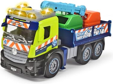 Вантажівка для переробки сміття Dickie Toys Action Truck з контейнером для сміття, з краном, звуковою та світловою сигналізацією, функцією завантаження та розвантаження, для збору сміття для дітей віком від 3 років 203745015 Зелений/синій