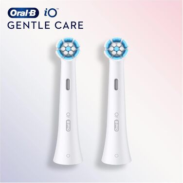 Електрична зубна щітка Oral-B iO Gentle Care, кручена та скошена щетина для більш глибокого видалення нальоту, 2 шт. и насадки для зубних щіток, біла 2 шт. и (1 упаковка)