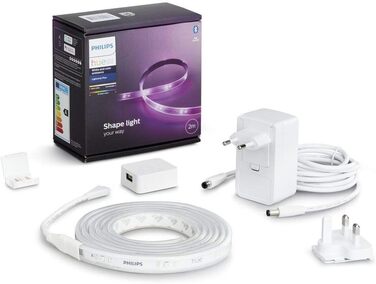 Відтінок Philips Bluetooth Lightstrip Plus White& Color Ambiance 2 м базовий набір 5 м розширення Світлодіодна стрічка з голосовим керуванням через Google Assistant, Apple Homekit Керується через додаток через смартфон