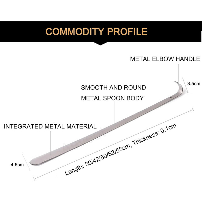 Довгий шнурок з нержавіючої сталі, зручний портативний підйомник для взуття, з міцною ручкою, багаторозмірний ріжок для взуття відповідає різним потребам сім'ї 50