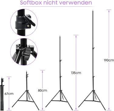 Фотостудія Softbox 50 х 70 см Відео освітлення Софтбокс Комплект освітлення з 2 х Софтбокси 2 х 2 м Світлова стійка 3 х Лампи EU Вилка 220 В