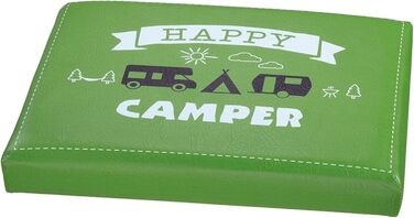 Вуличний табурет для пивного ящика, модель кріплення сидіння Happy Camper, матеріал імітації шкіри, розміри 44 х 34 х 5 см, колір зелений, ідеально підходить для саду, тераси, бару або просто вдома.