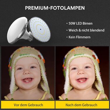 Вт LED Softbox Photo Studio Set, 50 x 50 см Photo Light з лампочкою 5500 K і штативом для портретної зйомки, потокової передачі ігор, відеозйомки YouTube Модель PS70, 2 шт., 50