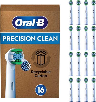 Щітки Oral-B Pro Precision Clean для електричної зубної щітки, 16 шт. , чищення зубів, X-щетина, оригінальна насадка для зубної щітки Oral-B, упаковка для поштової скриньки, розроблена в Німеччині 16 шт. (1 упаковка)