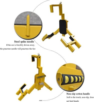 Важкий кіготь колеса, кіготь шини, блокування колеса, металевий стабілізатор багажника, протиугін, блокування клина колеса, автомобільний причіп, безпека коліс, кіготь блокування руху, автомобіль, підходить для автомобіля, t жовтий