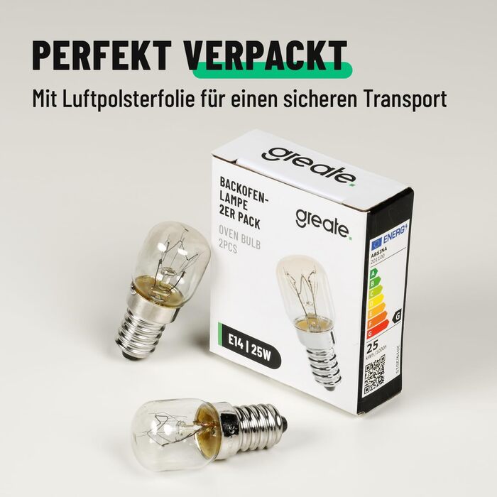 Великий. 2 лампи для духовки E14 25 Вт, 300 градусів, термостійкість - лампочка для духовки 230 В 25 Вт для духовки, лампа з соляним кристалом, мікрохвильова піч, лавова лампа та багато іншого - лампа для духовки 25 Вт, 300 градусів, 175 люмен і 2700 К те