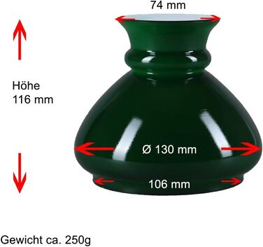 Скло лампи Ø 106 мм Змінне скло Зелена кругла гасова лампа Скляний абажур Світильник Скляний абажур