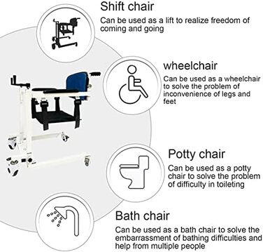 Машина для перенесення інвалідного візка для підйому пацієнта для дому, транспортна інвалідна візка, ручний підйомник, допомога при підйомі пацієнта з м'якою подушкою, допомога для перенесення сидіння унітазу для людей похилого віку, інвалідів, людей похи