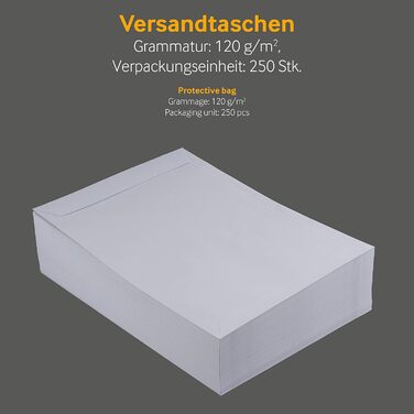 Порожні конверти, поштові пакети, 250 шт., чутливий до тиску клей, з вікном, прямий клапан, офсет DIN C4,120 г/кв.м, білий
