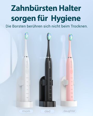 Звукова електрична зубна щітка Звукова зубна щітка для відбілювання - PHYLIAN U15 Travel Toothbrushs Електрична звукова зубна щітка, електрична зубна щітка з 8 головками, 5 режимів, таймер (чорний)