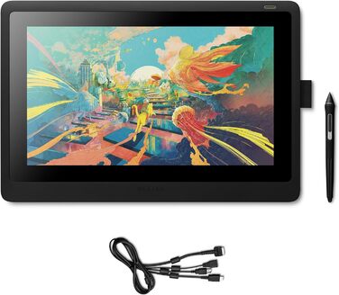 Планшет Wacom Cintiq 16 Creative Pen Display Tablet (для ескізів, ілюстрацій та малювання безпосередньо на екрані, з дисплеєм Full HD (1,920 x 1,080), підходить для Windows і Mac), чорний 16-дюймовий одинарний