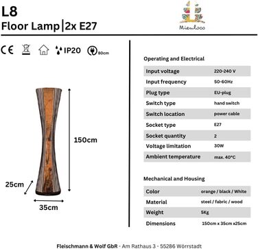 Азіатський торшер Mienloco 150см Дизайнерський торшер Природна лампа Light Up Bali Decoration (L8)