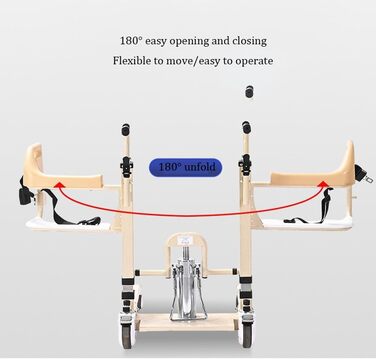 Інвалідний візок для підйому пацієнта 5-в-1, гідравлічний підйомник для пацієнтів, регульований підйомник для перенесення пацієнта, крісло для перенесення розділеного сидіння на 180 жовтий