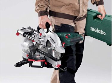 Поперечна пила Metabo KGS 254 M (1450 Вт, з функцією протягування, макс. Ширина різання 90/45 92 / 47 мм, макс. Глибина різання 90/45 305x92 мм, вкл. подовжувач столу пильний диск, лазер, світлодіодне робоче світло) 602540000