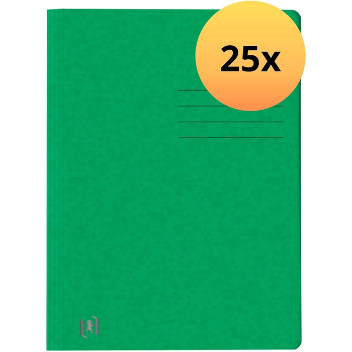 Оксфордська папка А4, виготовлена з картону, в асортименті 25 шт. (зелена, одинарна)
