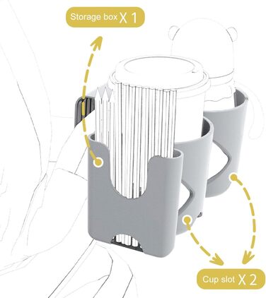 Тримач для напоїв у колясці, Тримач для аксесуарів у колясці, Автомобільний тримач під чашку для коляски, Портативний тримач під чашку з підставкою для телефону, Підстаканник у коляску зі знімним тримачем для пляшок для напоїв, Телефон, ручки