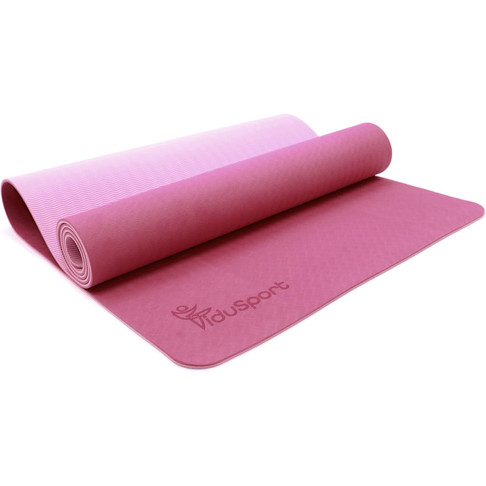 Тренажер Fidusport TPE Yoga Mat - Нековзний плечовий ремінь для фітнесу, пілатесу та гімнастики - Килимок для вправ з плечовим ременем і легким дизайном рожевий