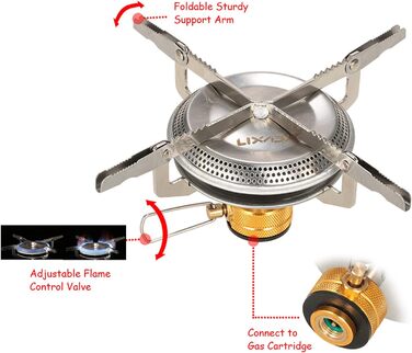 Кемпінгова газова плита Lixada, портативна кемпінгова плита, газова плита невелика 3500 Вт, складний рюкзак-піч на відкритому повітрі з сумкою для зберігання, для кемпінгу, походів, барбекю, пікніка Тип-2