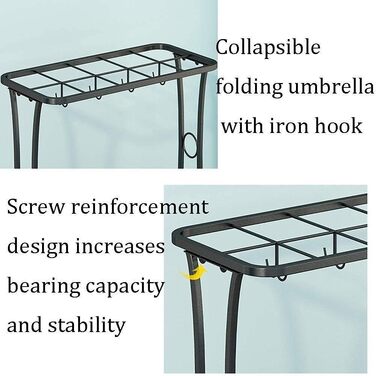 Підставка для парасольки, підставка для парасольки, велика місткість, залізна коробка для парасольок, легко розбирається та збирається (A, 18 отворів і 10 гачків) 18 отворів і 10 гачків A