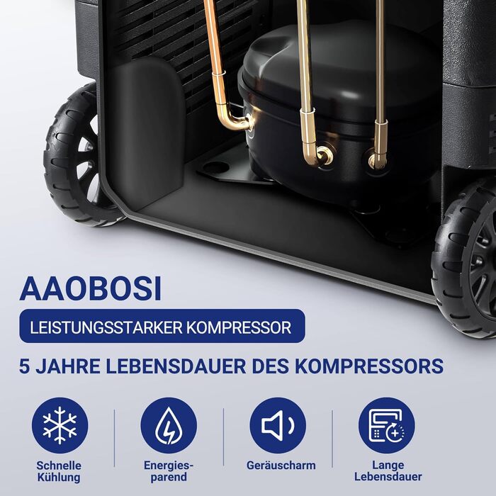 Компресор cool box 74L, cool box автомобільний з керуванням WiFi APP, компресор cool box 12/24 В і 100-240 В, cool box електричний до -20 C для автомобіля, вантажівки, човна, будинку на колесах, кемпінгу 74L чорний