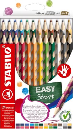 Ергономічний кольоровий олівець для правшів - STABILO EASYcolors - упаковка 24 шт. и - з 24 різними кольорами