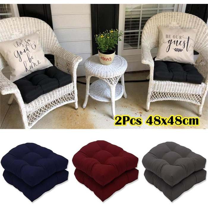 Подушка для крісла для приміщень, 48,3 x 48,3 см, Patio Cushion світлостійка подушка сидіння для меблів для патіо, 2 шт. и потовщена подушка для крісла для патіо на відкритому повітрі (темно-сірий