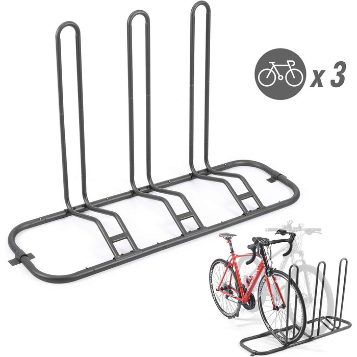 Стійки для велосипедів, Стійки для зберігання велосипедів Електровелосипеди Стійки для велосипедів Кілька підставок Велосипедні стійки Місця для 3 велосипедів Ширина шин Велосипедні стійки Наземні підставки, 124 x 39.5 x 73.5 см