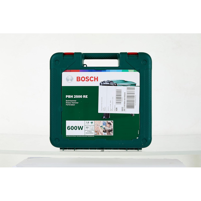 Перфоратор Bosch PBH 2500 RE (патрон SDS, обмежувач глибини, додаткова рукоятка, кейс (600 Вт, свердління Ø бетону 22 мм)) Базовий