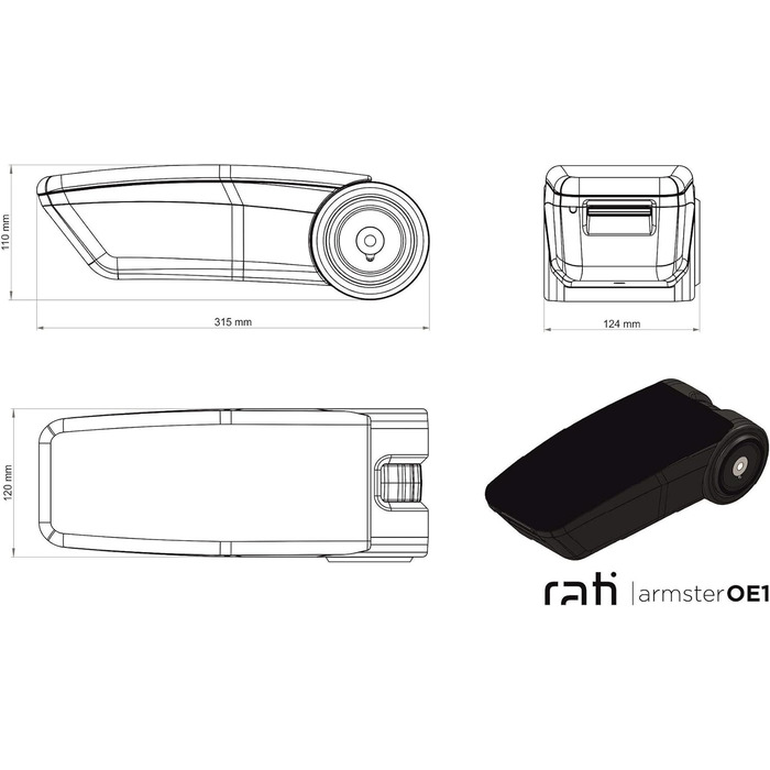 ЦЕНТРАЛЬНИЙ ПІДЛОКІТНИК RatI ArmsterOE1 підходить для підлокітника FORD Transit Connect & Tourneo Connect 2018-21 з відсіком для зберігання, для кріплення до спинки сидіння, НЕ ДЛЯ ВИКОРИСТАННЯ