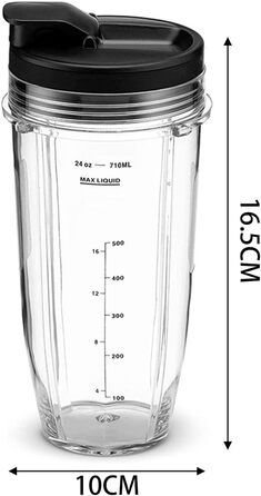 Кружка для соковижималки SYFUNLV 2 шт. , пластикова змінна чашка для запасних частин, з кришкою SIP і ущільненням, вимірювання чашки ваг 710 мл (24 унції), підходить для серії блендерів Nutri Ninja Auto IQ Series