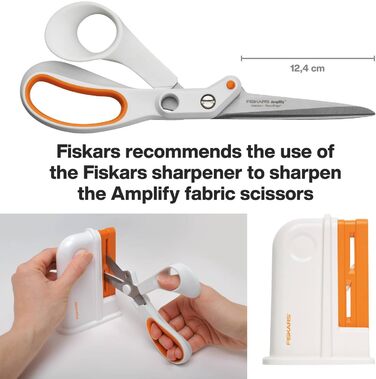 Універсальні ножиці Fiskars Razor Edge, довжина 21 см, лезо з нержавіючої сталі/пластикові ручки, білий/помаранчевий, підсилювач 1005223 універсальні ножиці 21 см