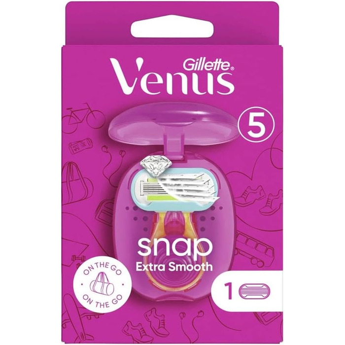 Бритва Gillette Venus Extra Smooth Snap Women, жіноча бритва 1 лезо бритви з 5-кратним лезом, жіночий подарунок ука (1 упаковка) Старий