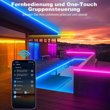 Світлодіодна стрічка TENDIST 20M WiFi RGB водонепроникна, світлодіодна стрічка IP67 зовнішня, зовнішня світлодіодна стрічка 24 В Синхронізація музики Сумісна з Alexa, світлодіодна стрічка зовнішня для альтанки, перголи, зовнішнє освітлення 20M-IP67 Rgb